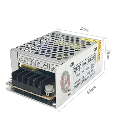 35W 12V 2.9A 小体积12V开关电源(图1) 12V小体积开关电源尺寸介绍