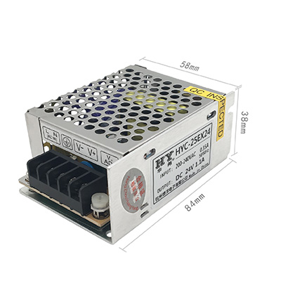 26W 24V 1.1A足功率室内稳压电源(图1) HYC-25EX24室内稳压电源尺寸介绍